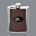 Trubner Hip Flask - 6oz Brown/Black Nickel Plate